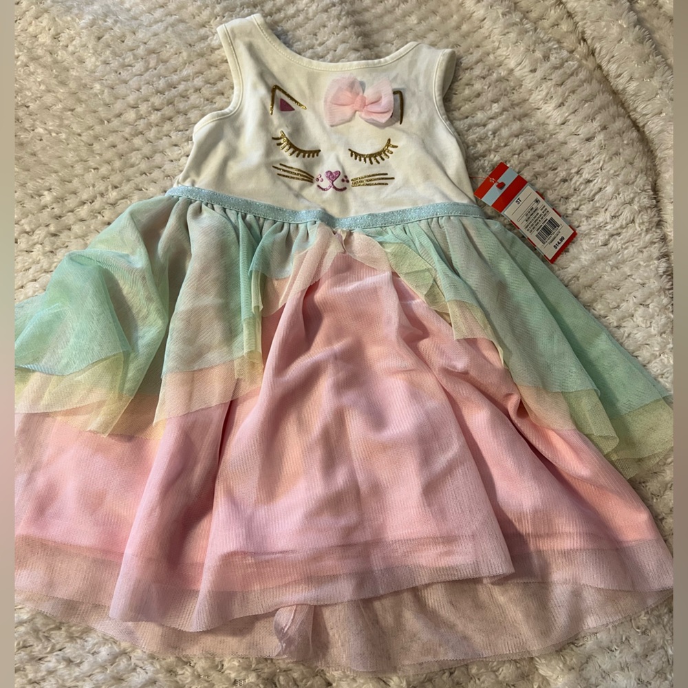 Cat & Jack Pink and Green Tiered Sundress Sleeveless